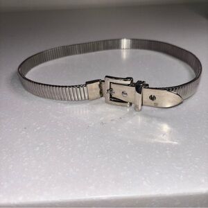 Vintage Silver Tone Expansion Band Belt Bracelet Buckle Close Rock 1950s 1960s